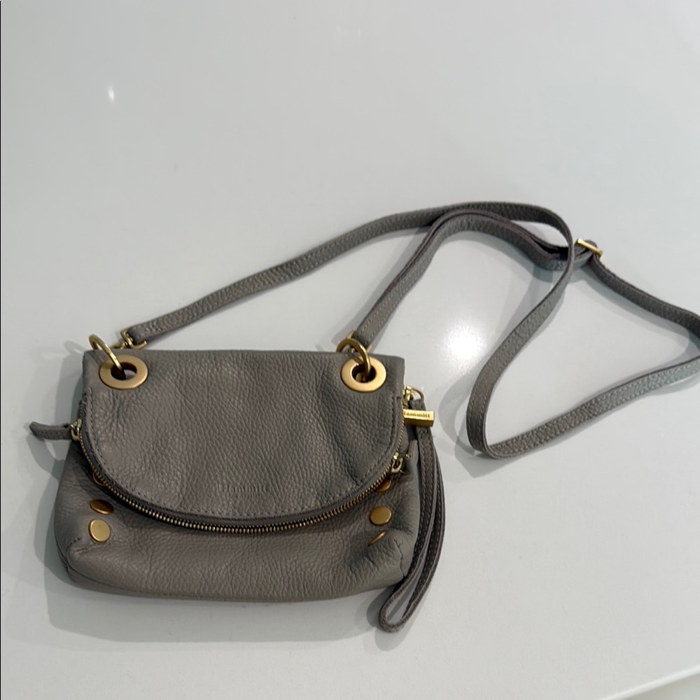 Hammett Gray Leather Crossbody Bag